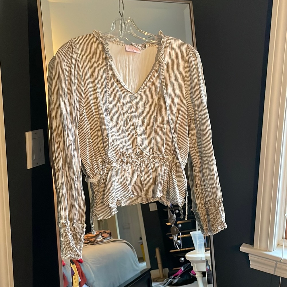Taupe Stripped Blouse l Medium